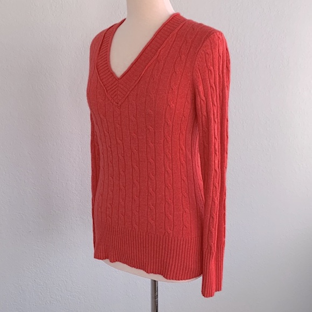LOFT Cable Rabbit Hair V-Neck Sweater - Picture 3 of 11